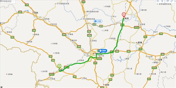 崇左到来宾开车路线图