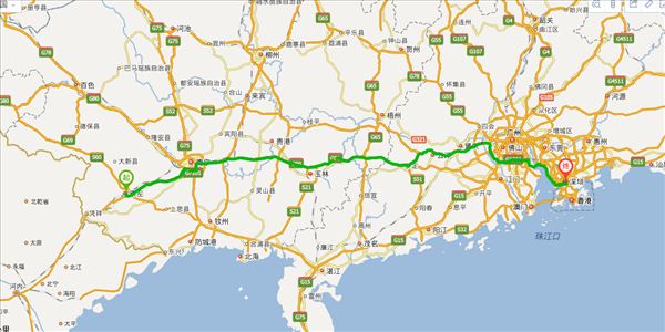 崇左到深圳开车路线图