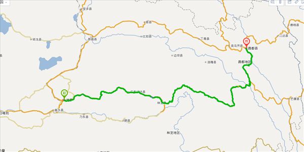 拉萨到昌都开车路线图