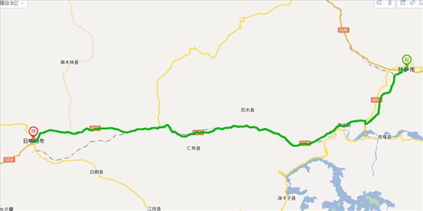 拉萨到日喀则开车路线图