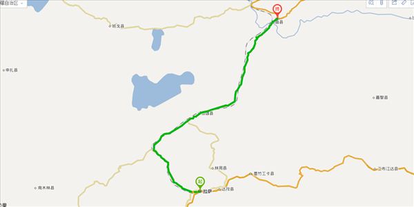 拉萨到那曲地区开车路线图