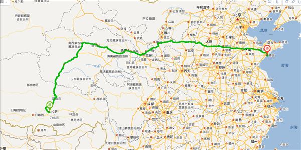 拉萨到青岛开车路线图