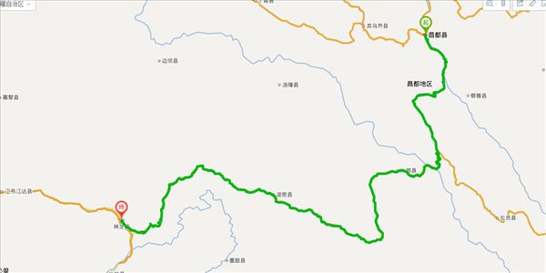 昌都到林芝开车路线图