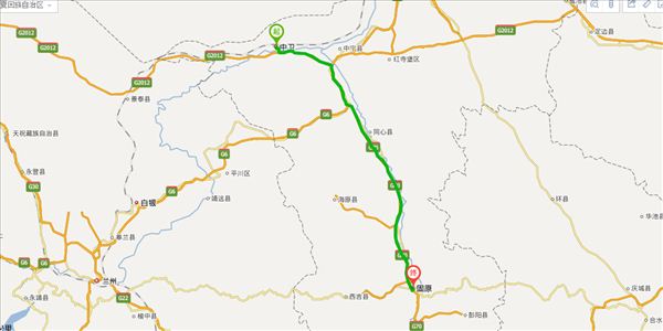 中卫到固原开车路线图
