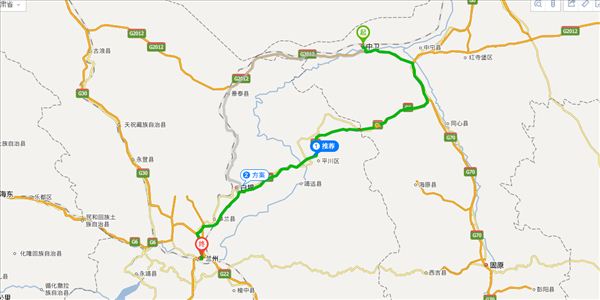 中卫到兰州开车路线图