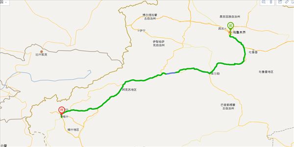 乌鲁木齐到喀什开车路线图