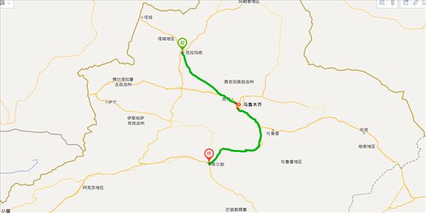 克拉玛依到巴音郭楞蒙古自治州开车路线图