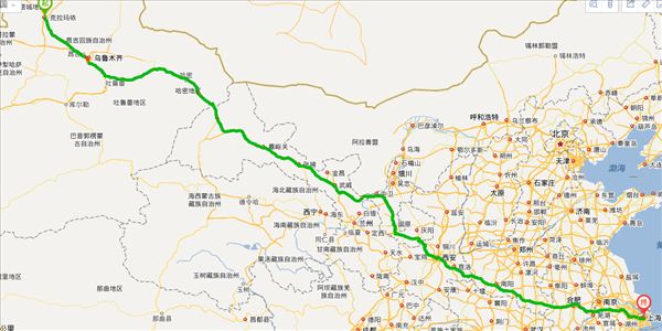 克拉玛依到上海开车路线图
