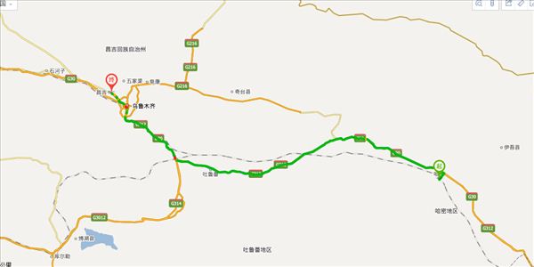 哈密到昌吉回族自治州开车路线图