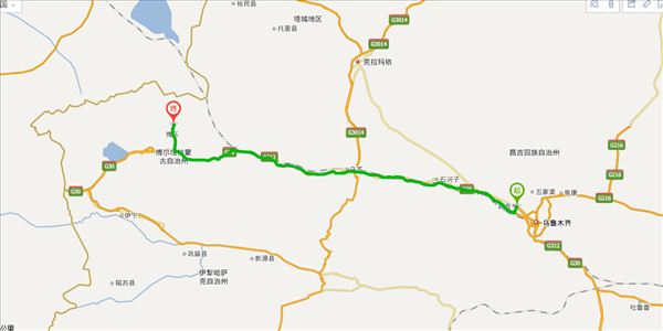 昌吉回族自治州到博尔塔拉蒙古自治州开车路线图