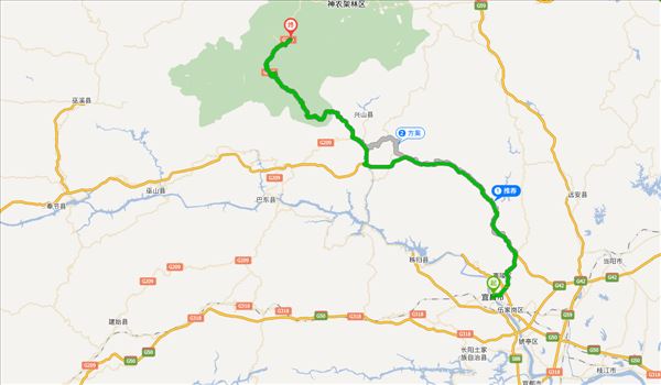 发展大道,沪蓉高速,保兴公路,呼北线,用时4小时19分钟,共209公里.